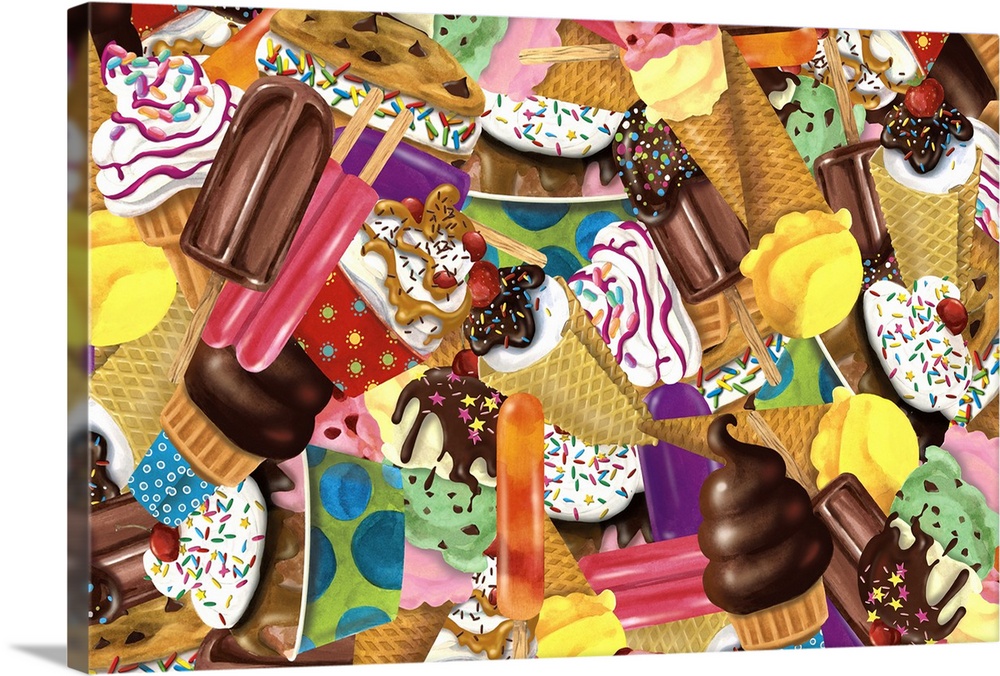 Collage of thirteen different frozen desserts.