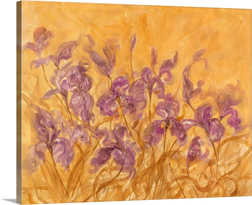 Contemporary painting of a group of irises.