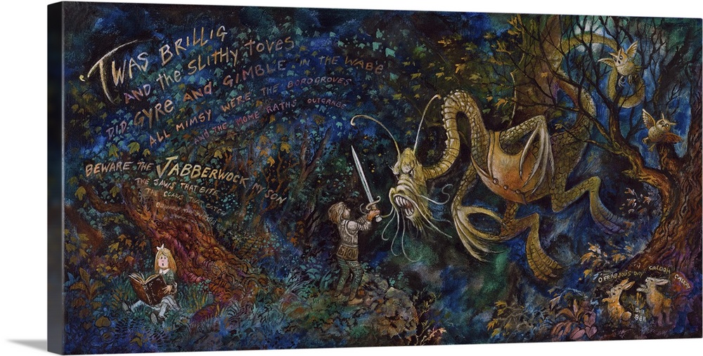 A painting of a the literary monster, the Jabberwocky.