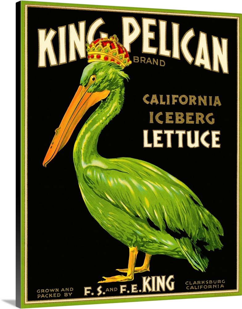 D3 Retro/Vintage poster KING PELICAN Iceberg Lettuce Product 