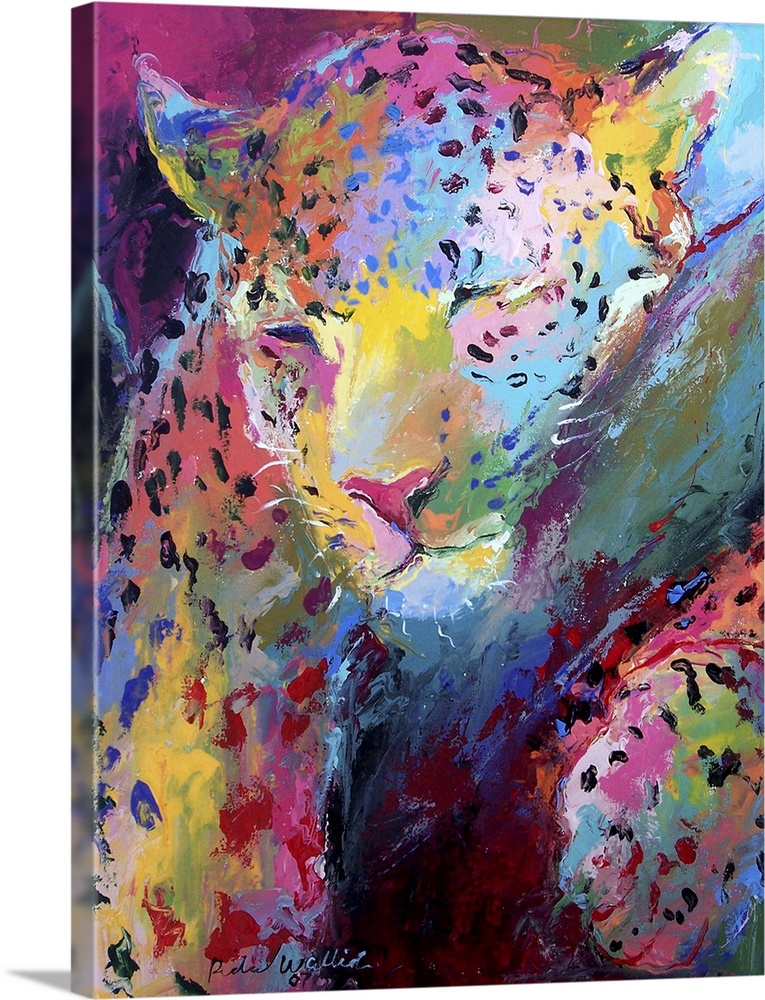 Contemporary vibrant colorful painting of a leopard.