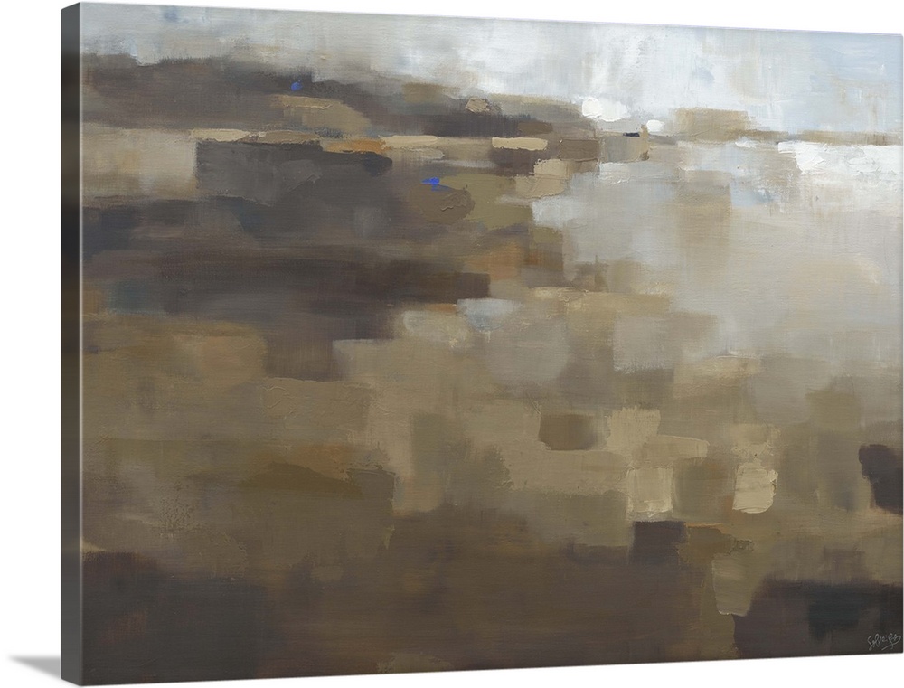 Contemporary abstract painting in neutral, earthy colors.