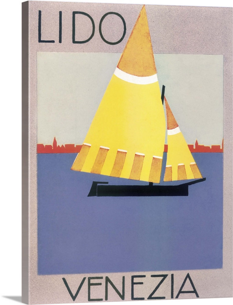 Vintage poster advertisement for Lido, Venezia.