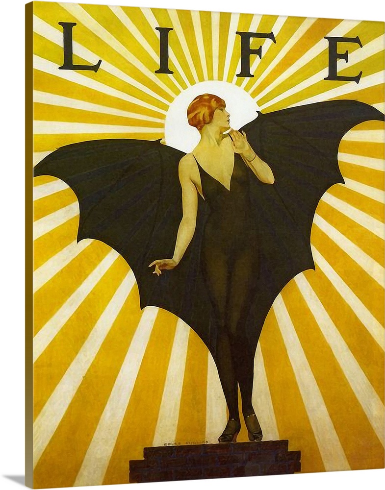 Vintage poster advertisement for Life Magazine Cover Bat Girl Yellow.