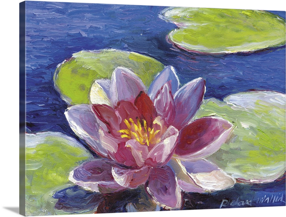 Contemporary colorful painting of a water lily.