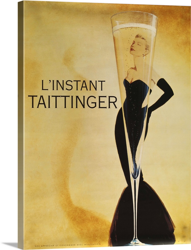 Vintage poster advertisement for L'instant Taittinger.