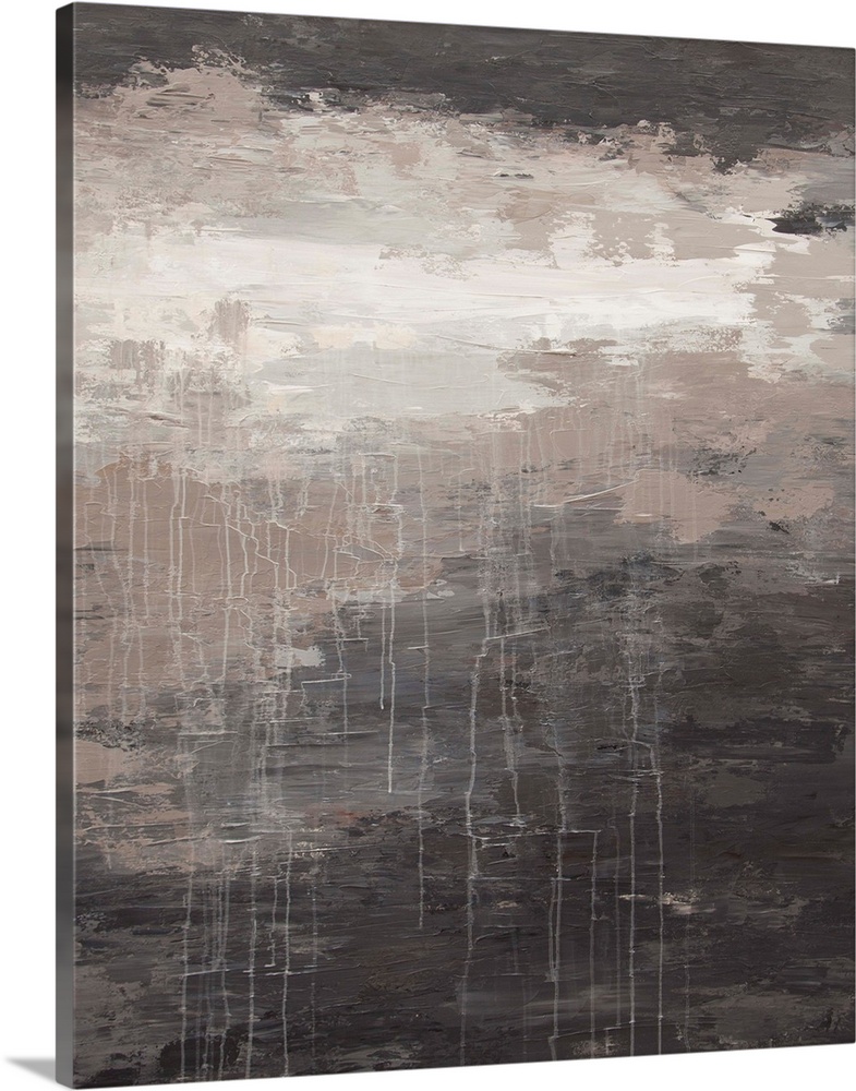 Contemporary abstract painting in grey tones.