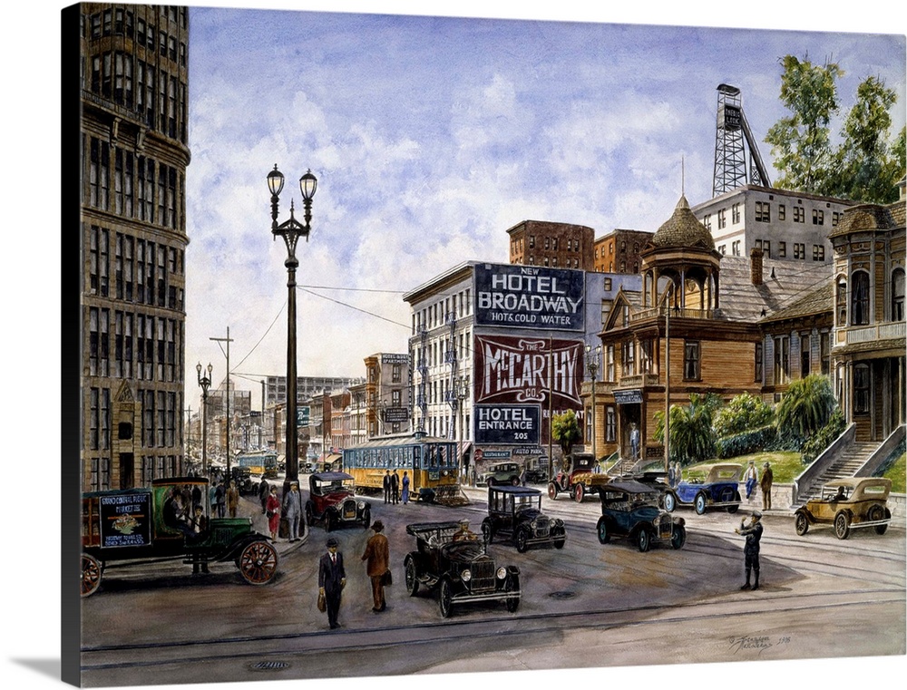Contemporary painting of a view of old Los Angeles.