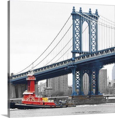 Manhattan Bridge with Tug Boat