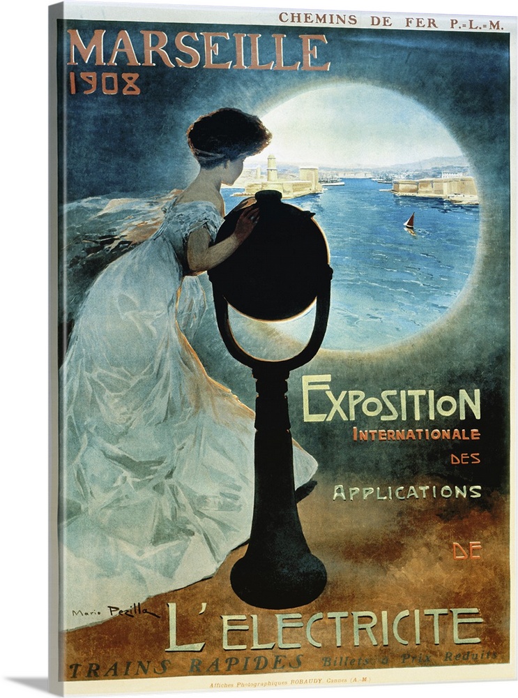 Vintage poster advertisement for Marseille 1908.