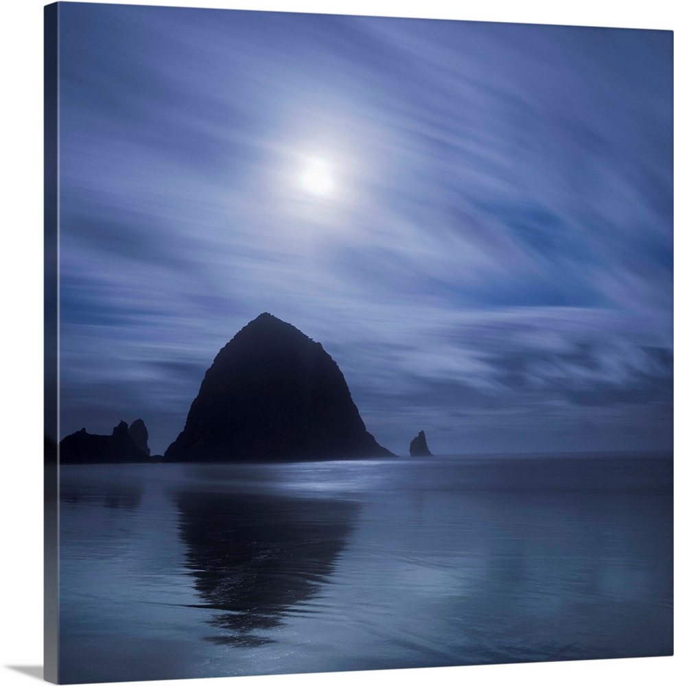 An artistic photograph of a silhouetted Canon beach in Oregon.