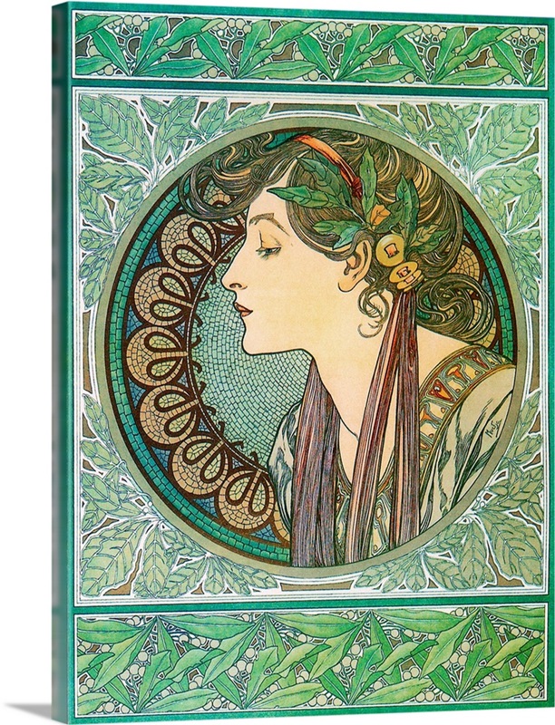 Mucha Green Medallions II | Great Big Canvas