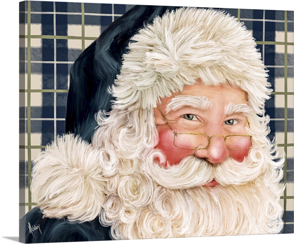 Navy Plaid Santa