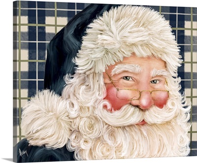 Navy Plaid Santa