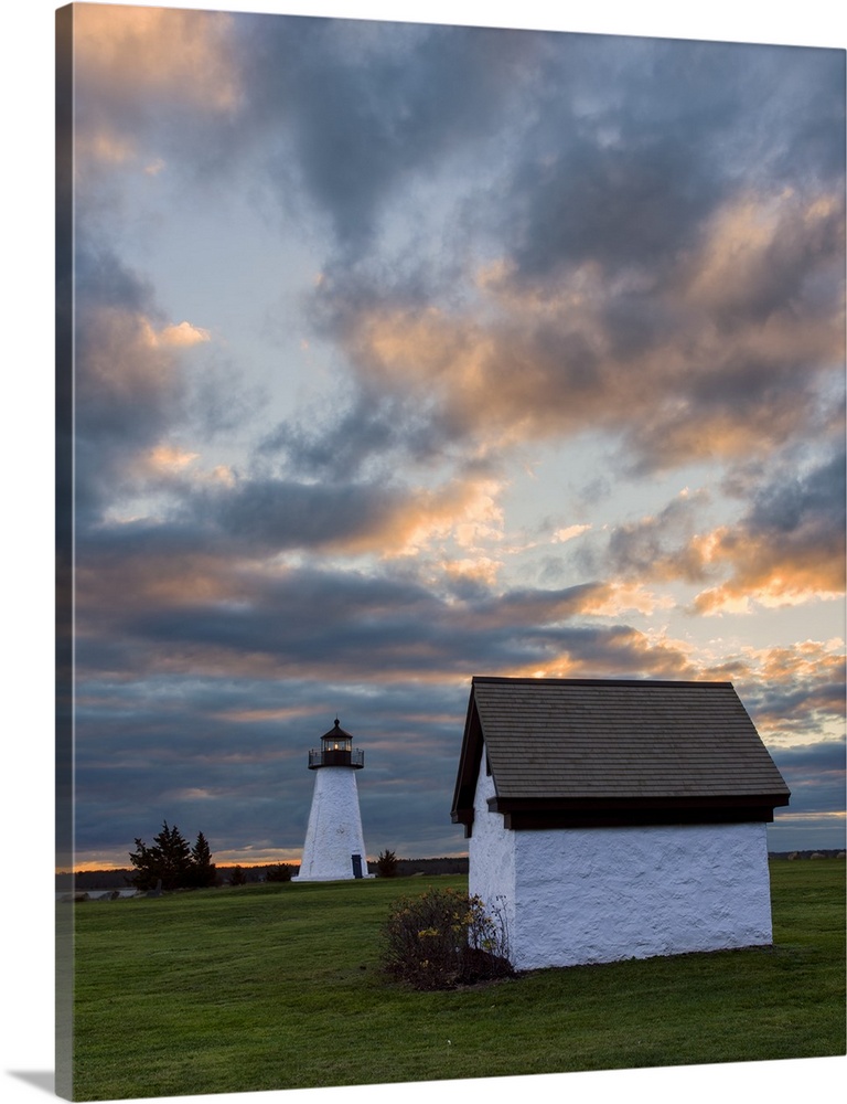 Photograph of Ned's Point Lighthouse at sunset, Massachusetts.