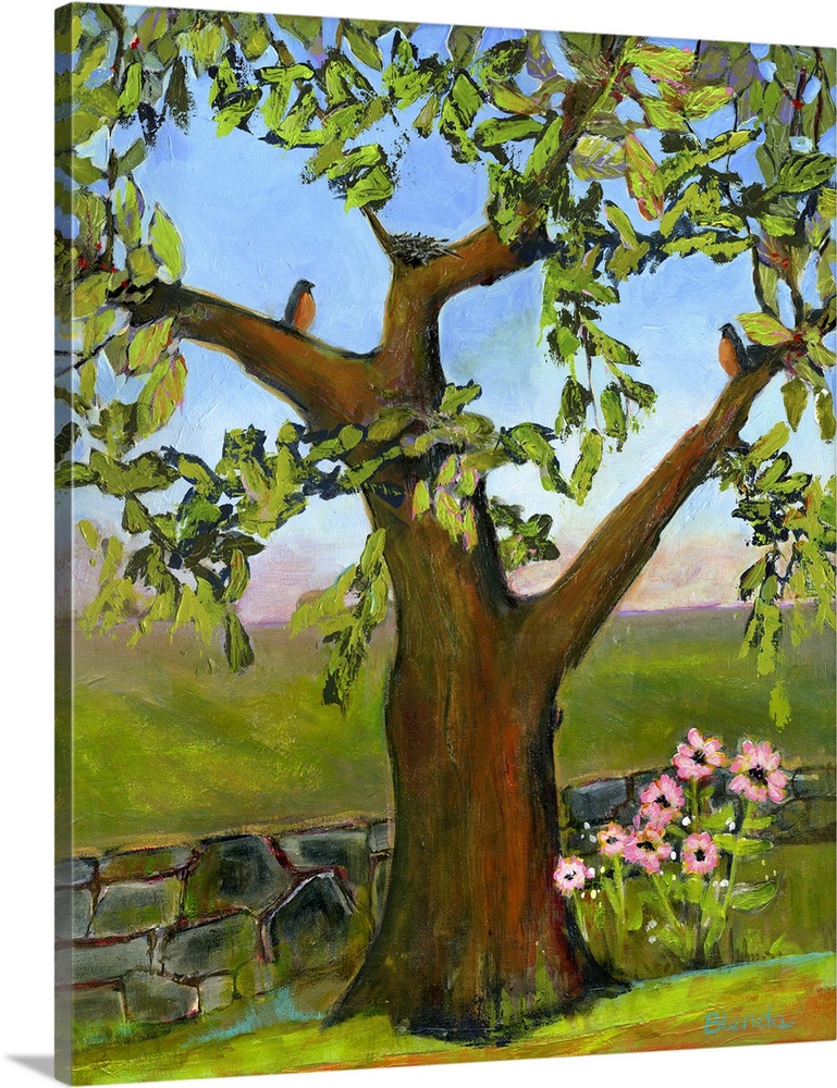Lighthearted contemporary painting of a tree.