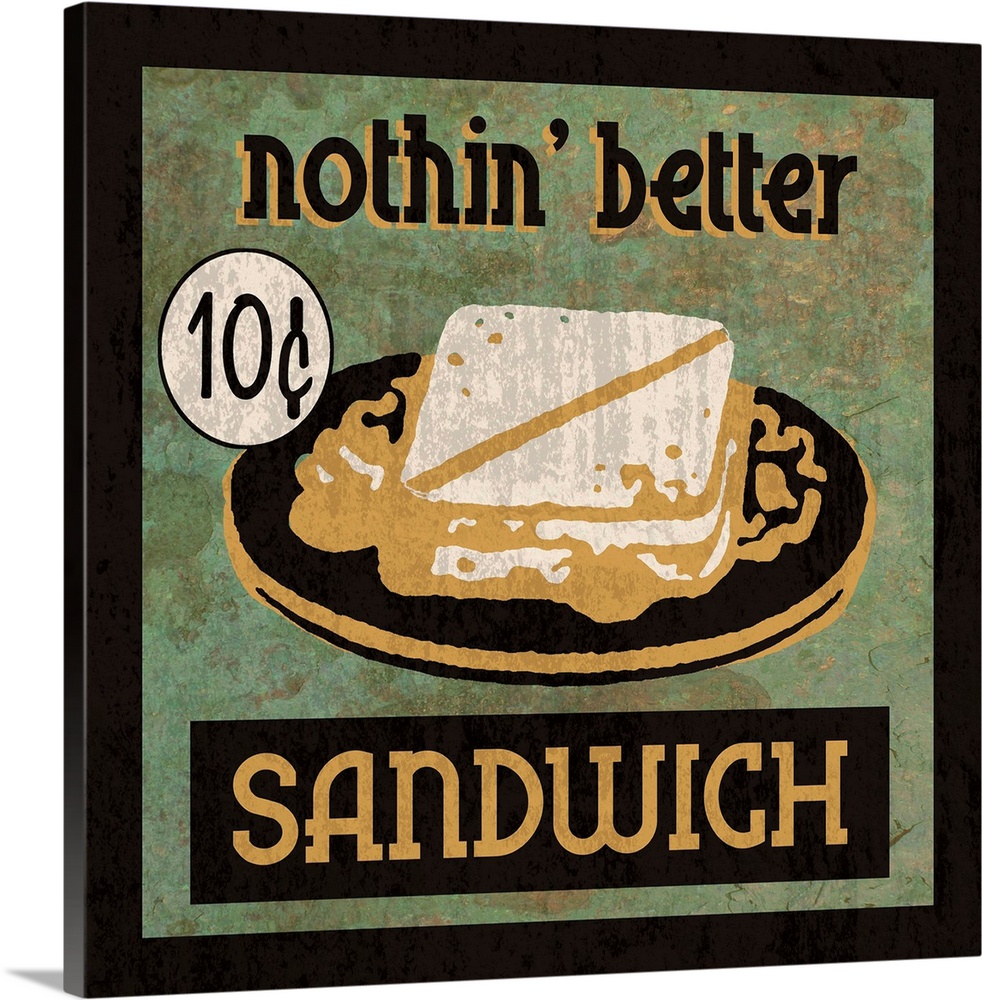 Vintage style sign for a delicious sandwich.