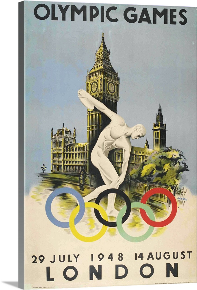 Vintage poster advertisement for Official Poster for London Olympic Games 1948 Walter Herz.