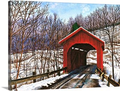 Old Red Bridge In Vermont
