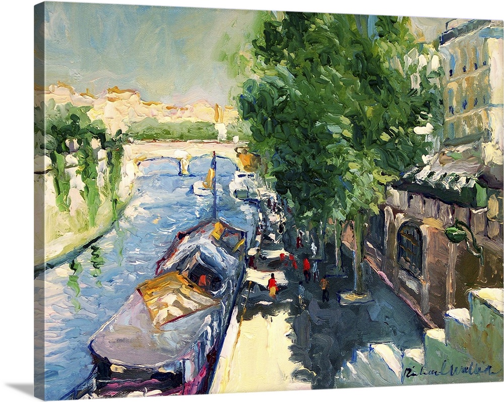 Contemporary painting of a canal in Paris.