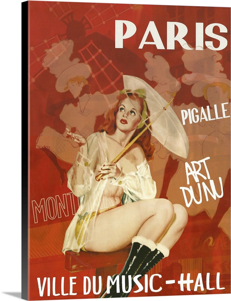 Paris Music Hall, Ville du Music-Hall, vintage Paris poster