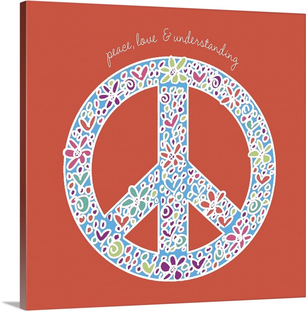 Decorative image of a peace sign with flowers and the phrase "Give Peace A Chance."