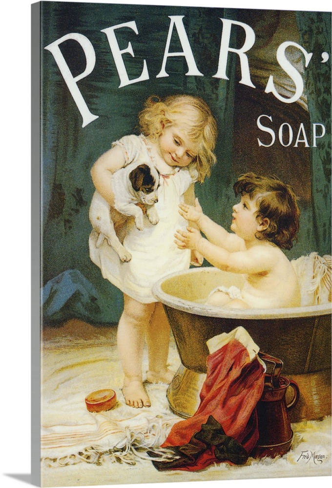 VINTAGE PEARS SOAP ADVERTISING LARGE A3 SIZE QUALITY CANVAS  PRINT 
