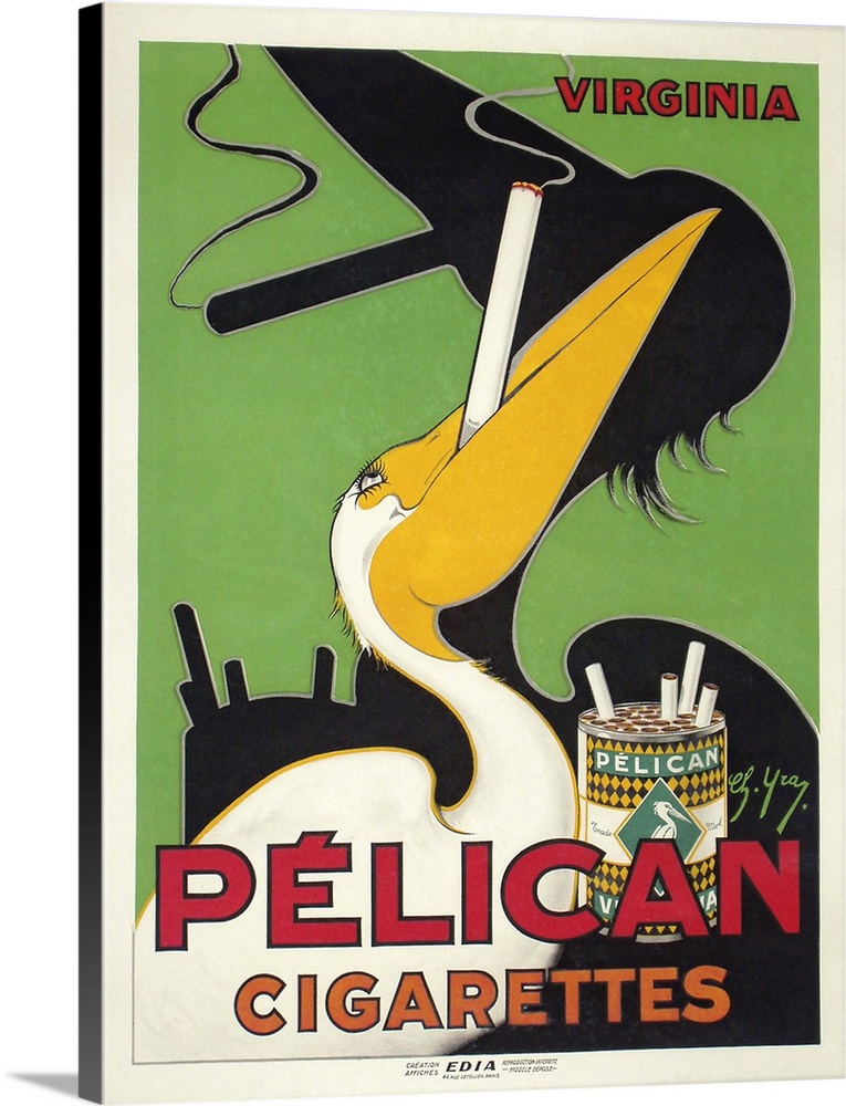 Pelican - Vintage Cigarette Advertisement Wall Art, Canvas Prints