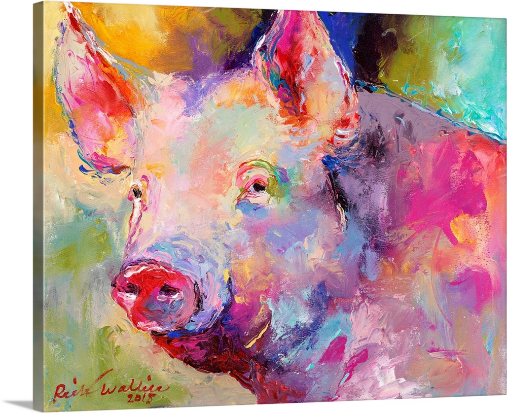 Abstract portrait of a pig created with warm hues.