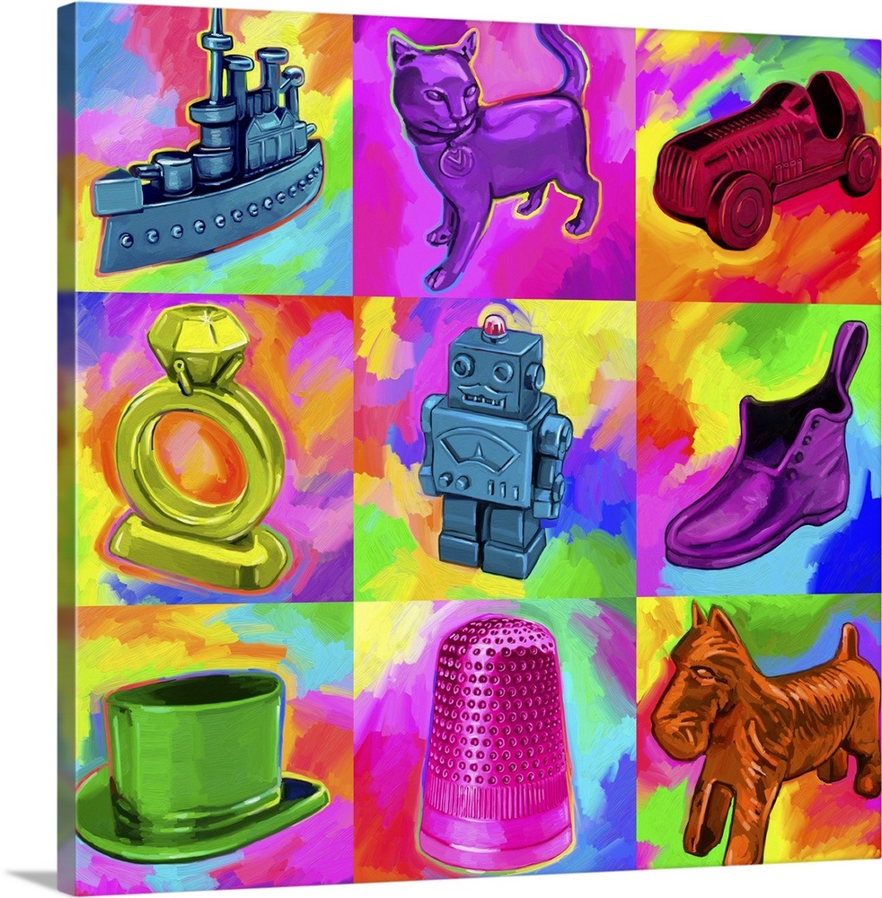 Pop Art Monopoly Pieces Wall Art, Canvas Prints, Framed Prints, Wall