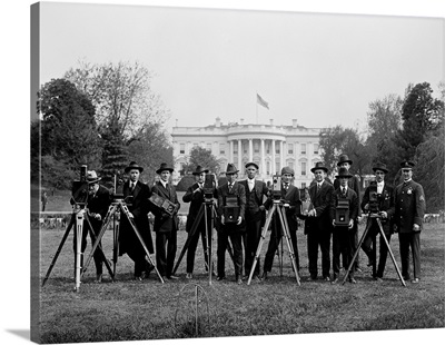 Press Correspondents and Photographers on White House Lawn