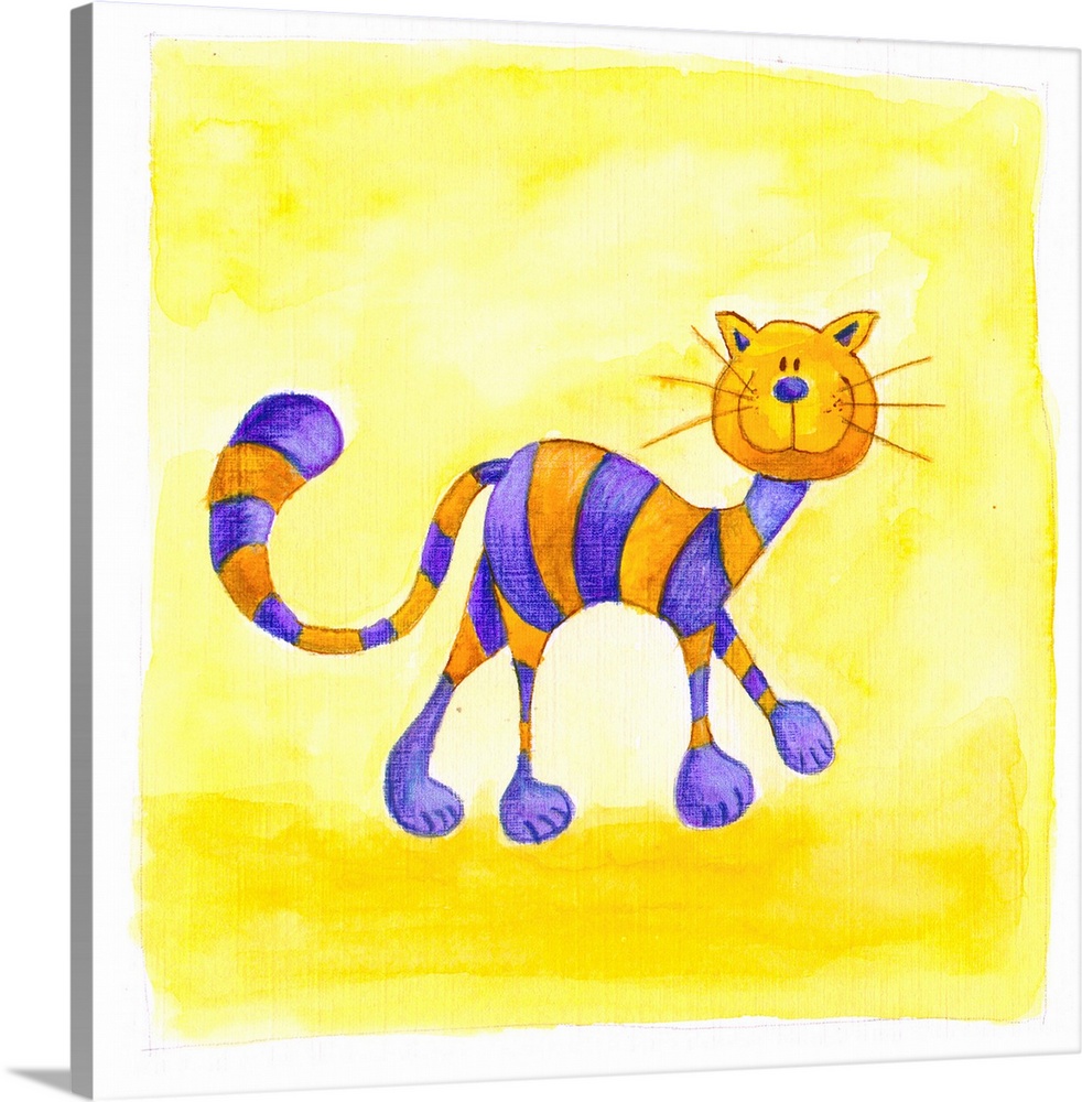 purple and yellow cat