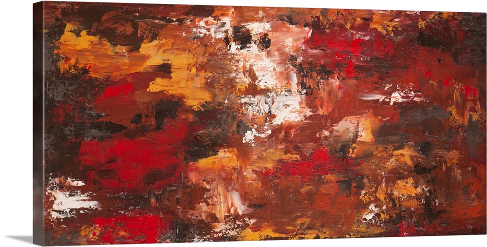 Contemporary abstract painting in rusty tones.