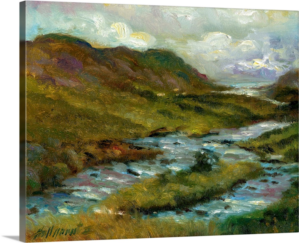 Contemporary painting of a scenic view of Irish countryside.