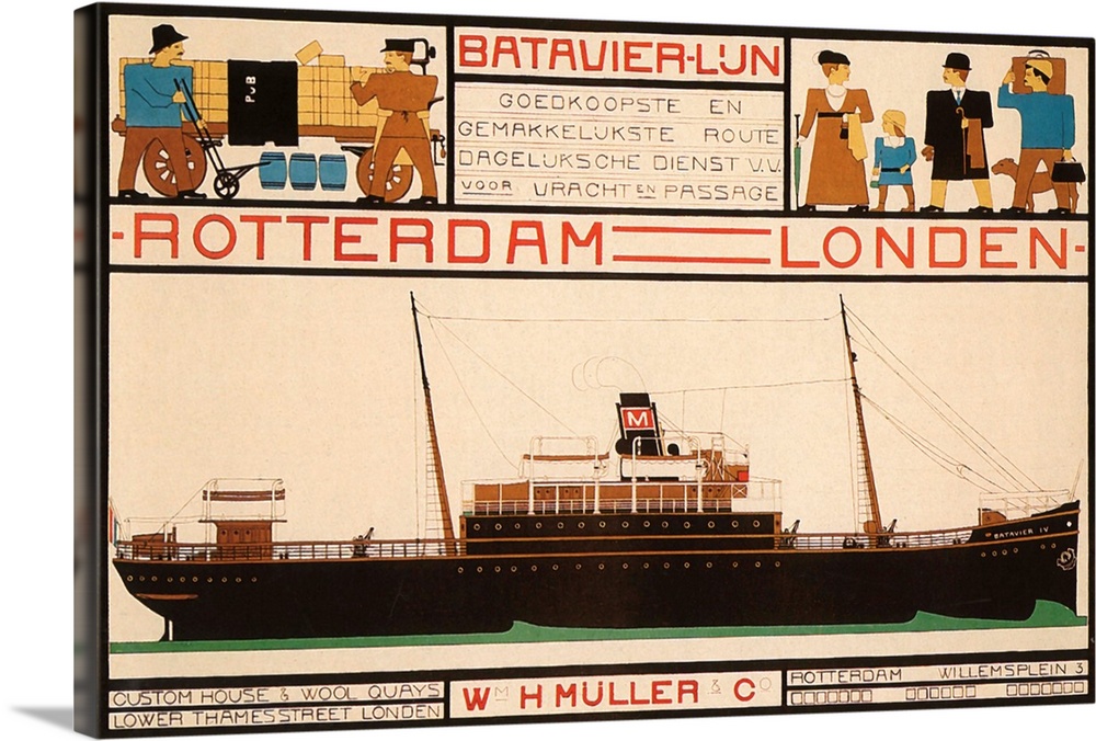 Vintage poster advertisement for Rotterdam London Travel.