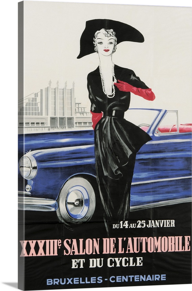 Vintage poster advertisement for Salon De Automobile Bruxelles.