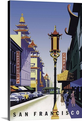 San Francisco, Chinatown - Vintage Travel Advertisement