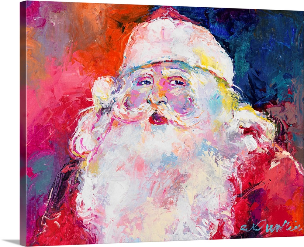 Colorful painted portrait of Santa Claus.