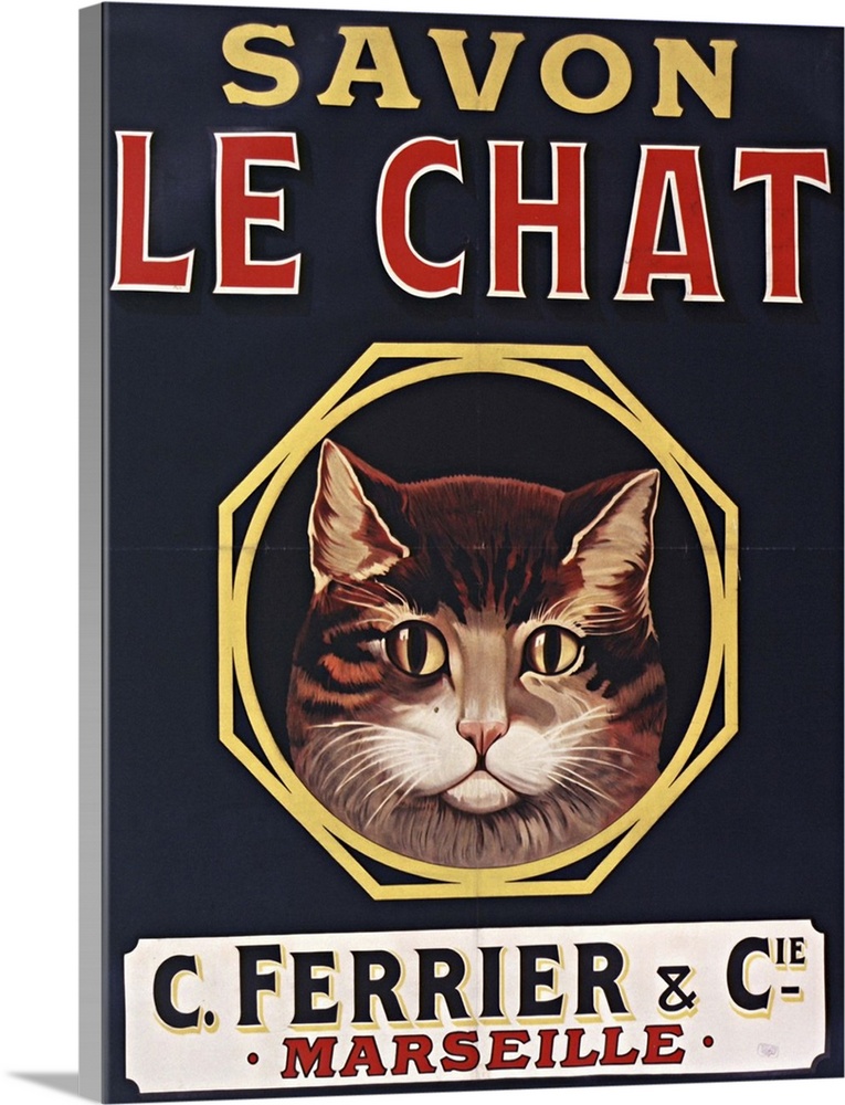 Vintage poster advertisement for Savon Le Chat Black.