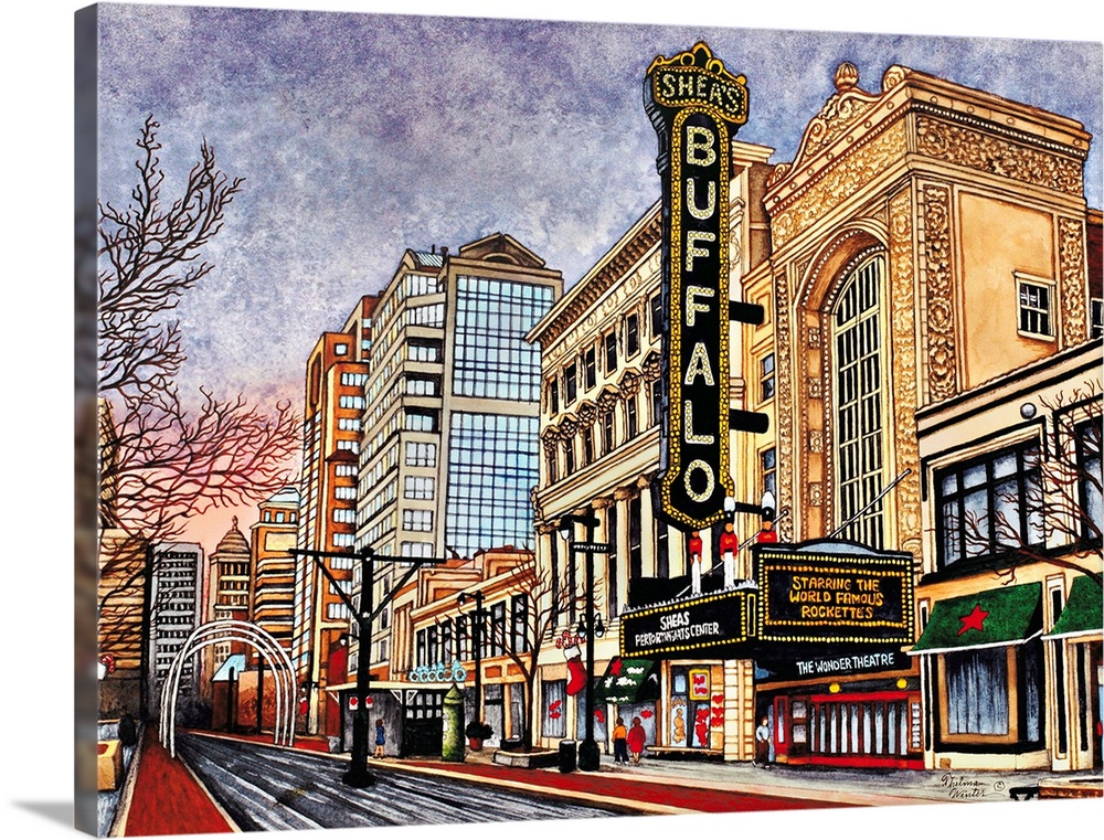 Contemporary painting of a town in Buffalo New York.