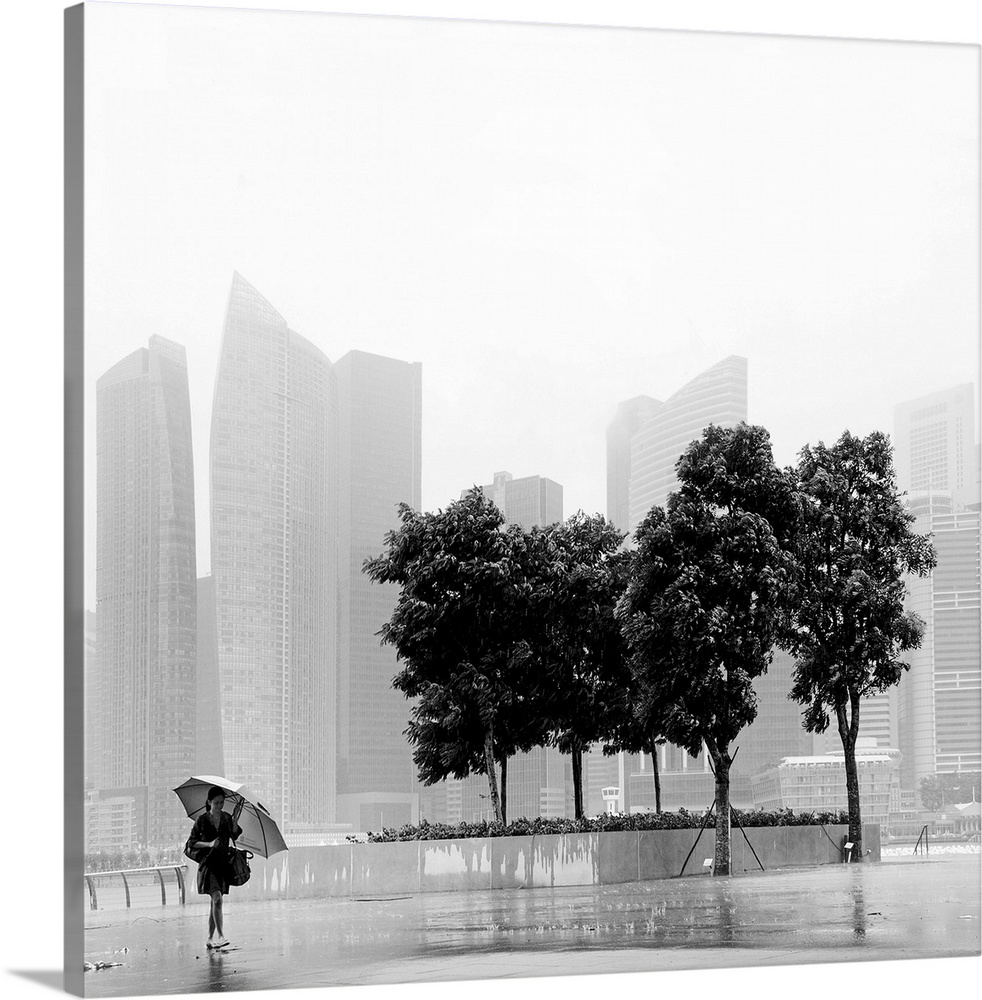 Singapore Umbrella, black and white photography
