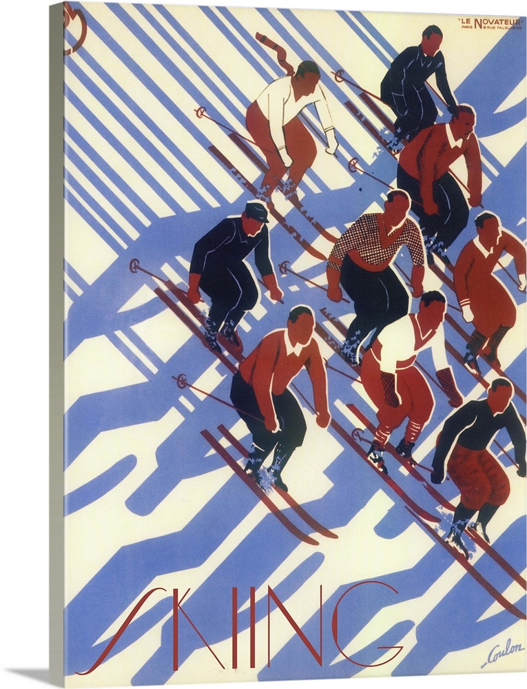 Vintage poster advertisement for Skiing.