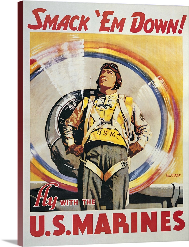 Smack 'Em Down! - Vintage Marines Poster