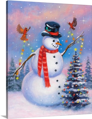 Snowman Decorating The Tree