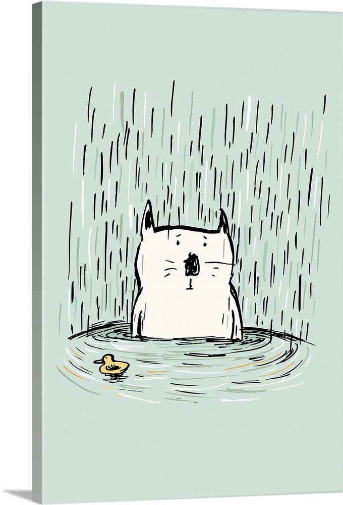 cats, rain, rubber ducky