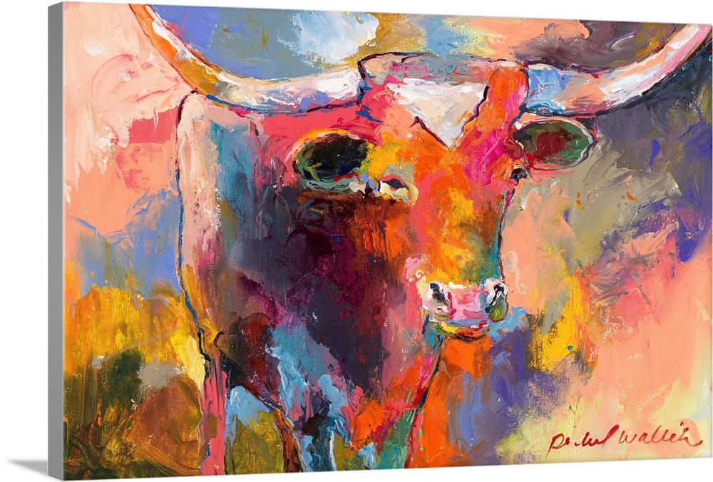 Colorful abstract painting of a bull.