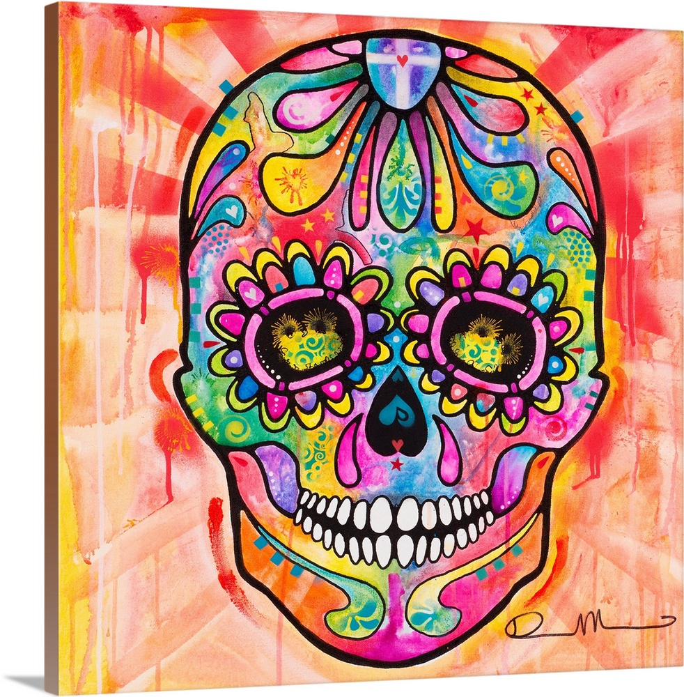 Details about   Day of the Dead Senor Sugar Skull Printed Canvas Wall Folk Art with Lights 