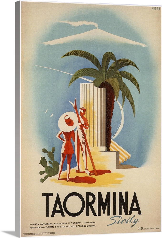 Taormina, Sicily - Vintage Travel Advertisement