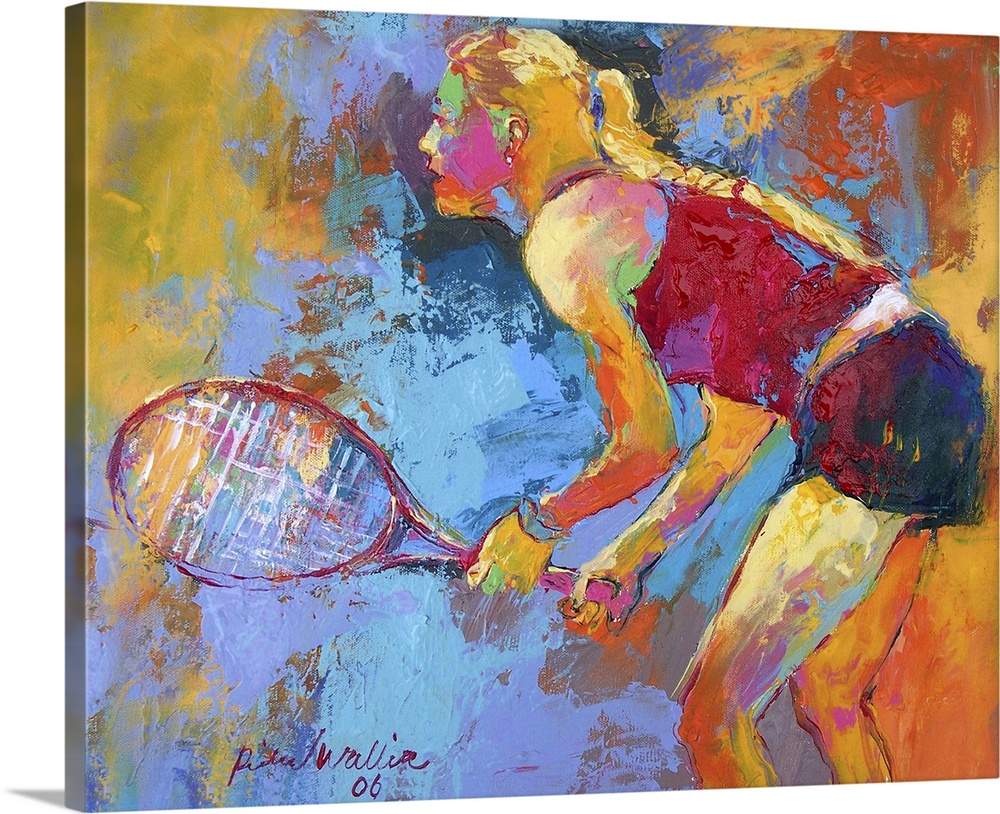 Contemporary vibrant colorful painting of a tennis player.