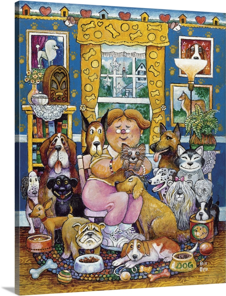 Woman with dogs.
